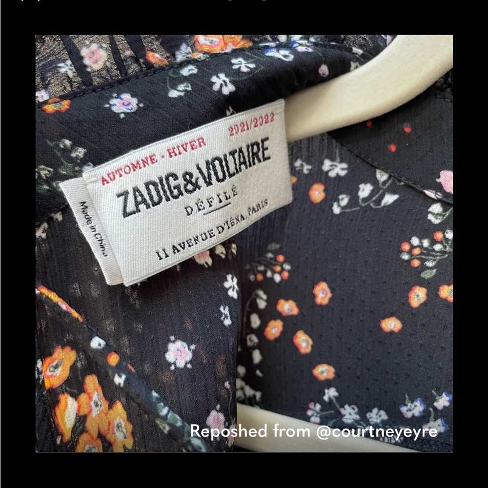 Zadig & Voltaire Roza Spark Flowers Reversible Black Orange Dress Size Large
